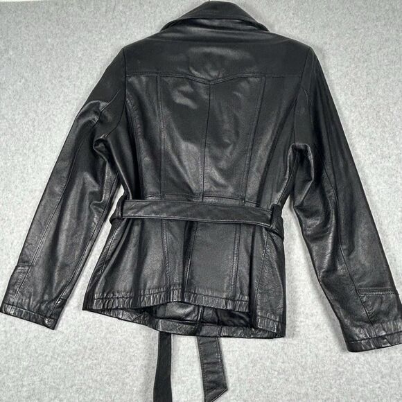 VINTAGE Maxima Wilsons Leather Jacket Adult Black Button Moto‎ Biker Womens Med - Picture 10 of 12